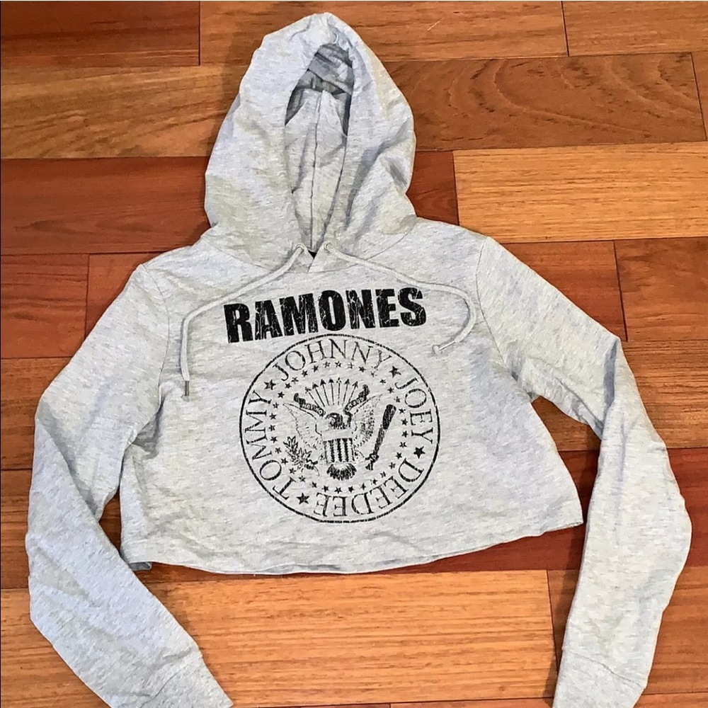 RAMONES GIRLS WOMANS LONG SLEEVE HOODED SHIRT PUNK